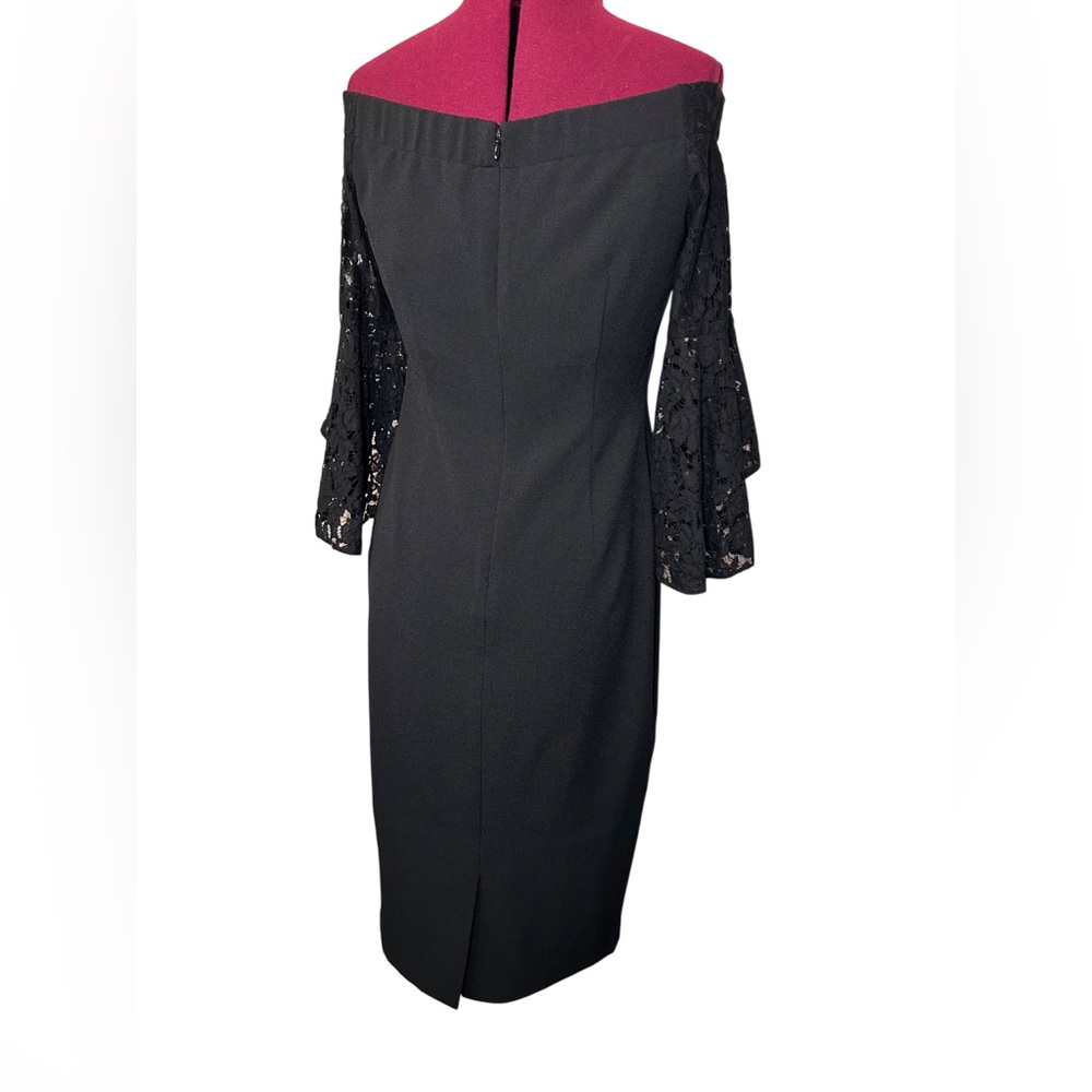 Chelsea28 Black Bell Lace Sleeve Dress Size 6 - Picture 6 of 14